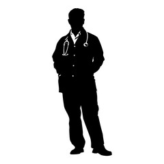 Obraz premium Silhouette doctor man full body black color only