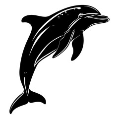Silhouette dolphin black color only