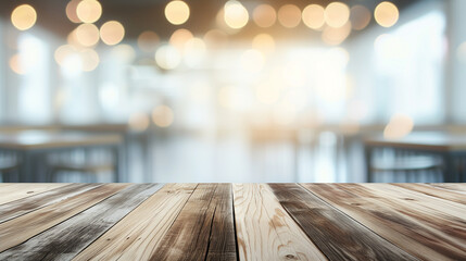 Empty table with blurred background in kitchen