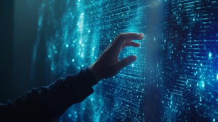 Business man touch digital screen