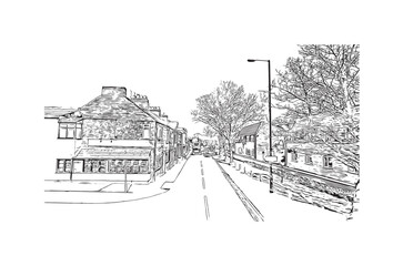 Kingston upon Hull city Hand drawn sketch illustration in vector.	