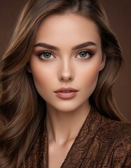 Fototapeta premium Chocolate Vogue: Beautiful Female Model Redefines High-End Fashion Sophistication