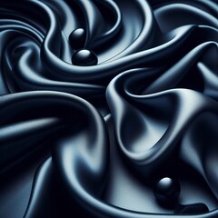 Smooth elegant dark blue silk fabric close up background