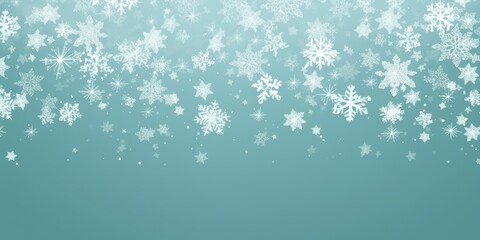 Naklejka na ściany i meble Mint christmas card with white snowflakes vector illustration