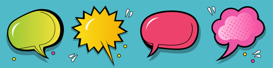 colorful callout speech bubble. cartoon comic speech bubble, text box. 