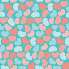 Fototapeta na wymiar Seamless pattern with hearts in pastel colors