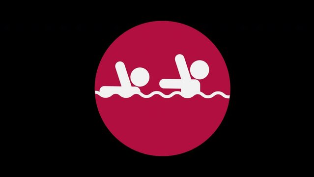 Pictograma de nataci&oacute;n art&iacute;stica de lado derecho con c&iacute;rculo rojo en alpha.
