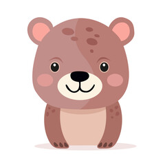 Obraz na płótnie Canvas Flat illustration of a stylized cute bear. Cartoon baby bear, cute character for kids. Vector illustration