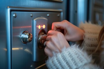 Naklejka premium Close Up of a Person Opening a Door
