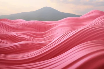 Fototapeten pink wavy lines field landscape © Celina