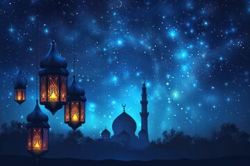 Ramadan Kareem background with copy space. Ramadhan banner concept