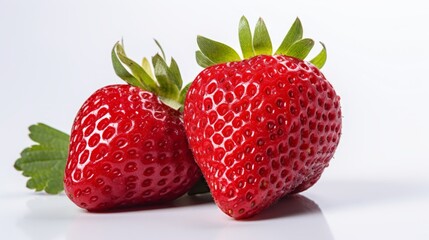 Strawberries isolated on white background. Close up of fresh strawberries.