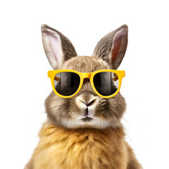 Bunny with Cool Sunglasses: The Easter Rabbit, Isolated on Transparent Background, PNG