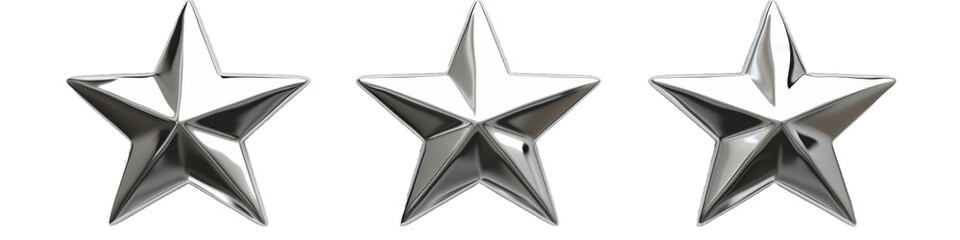Abstract Metallic Star Sculptures with Elegant Silver Shine and Geometric Design