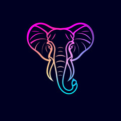 Graceful Elephant: Vector Line Art Gradient Logo