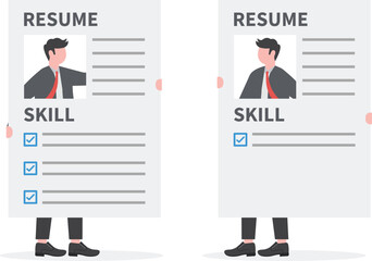 Profile differences. Two businessmen present his working profile for hiring.

