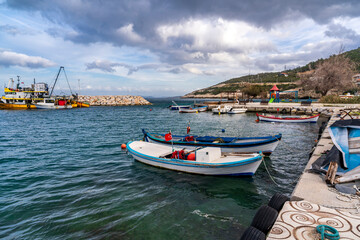 Fototapeta na wymiar Kaynarpinar Village Harbour view in Turkey