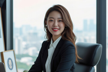 Fototapeta premium Portrait of a beautiful Asian business woman in the office