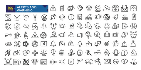 Alerts and Warning set line icon pack symbol collection