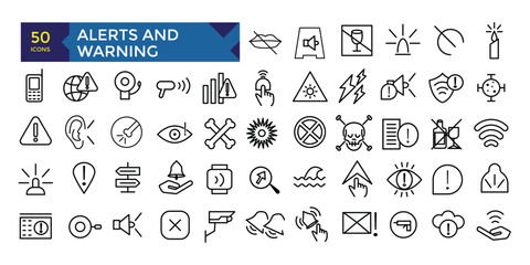 Alerts and Warning set line icon pack symbol collection
