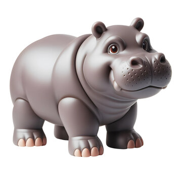 Plastic toy figure Hippo isolated on transparent background