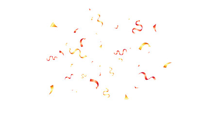 Celebration vector banner background with yellow and red winding ribbons confetti, anniversary, celebration, greeting illustration with fun explosion - obrazy, fototapety, plakaty