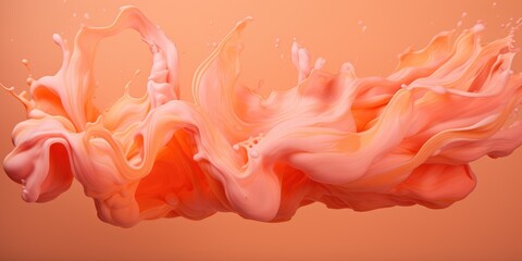 Waves of abstract peach paint, color, splashes in 2024 color. Generative AI