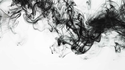 Black Smoke Abstract on White Background