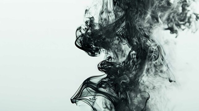 Black Smoke Abstract on White Background