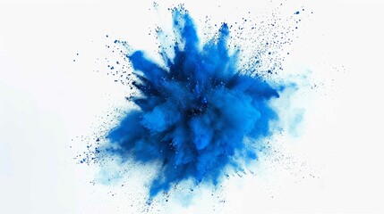 Fototapeta na wymiar Blue Powder Explosion on White Background