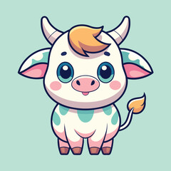 Obraz na płótnie Canvas cute cow chibi pastel colors (1)