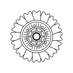 sunflower botanical logo vector, isolated flower henna sticker mandala for coloring, hand drawn flower