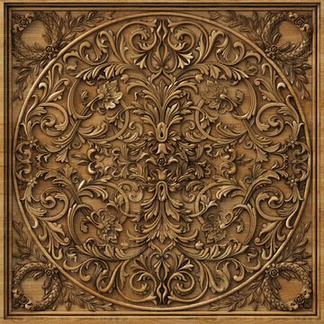 Background wooden carved panel baroque ornament