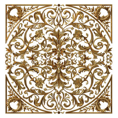 Circular gold carved baroque ornament
