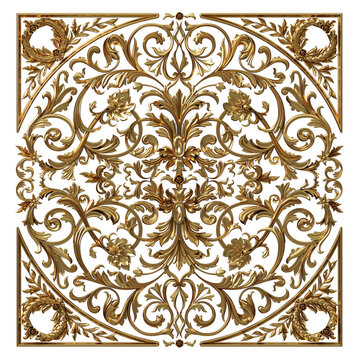 Circular gold carved baroque ornament