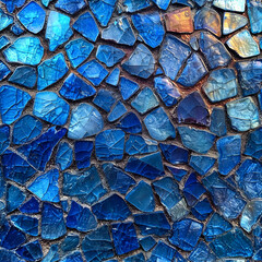 blue Mosaic pattern as a tile for seamless background and for filling surfaces in soft colors, ai generated