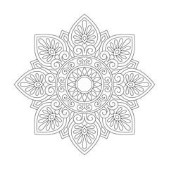 Abstract Floral Mandala Design for Coloring book page