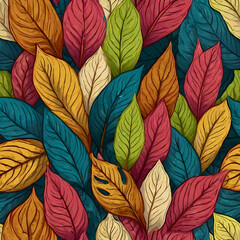 autumn leaves pattern colorful   texture,Ai generated 