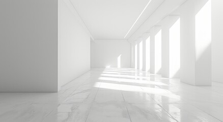 Interior of a modern pristine white abstract hall