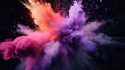 Explosion of Powder Colored Powder on Black Background