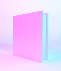 3D illustration of stack of books, holographic style.