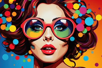 Painting of Woman With Sunglasses, Contemporary Artwork Depicting a Fashionable, Pop Art rendition...