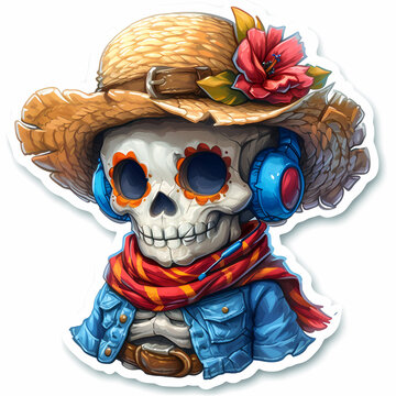 Naklejki Cute skull cartoon sticker