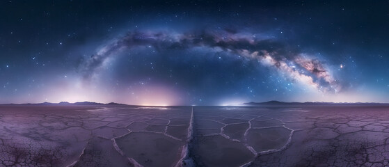 starry night sky over a remote desert, astrophotography, wide shot capturing the Milky Way in its full glory, for science and nature content