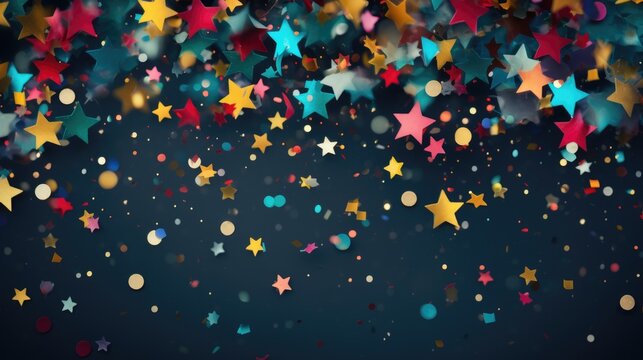 Shimmering Stars Confetti Background for Celebrations - Birthday, Carnival, Christmas and More.