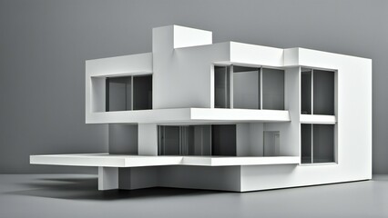 3d house model rendering on white background, Clean and precise 3D illustration modern cozy house. Concept for real estate or property.