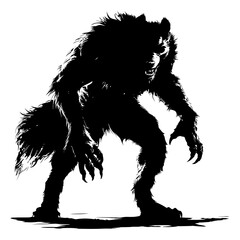 Obraz premium Silhouette warewolf or occasionally lycanthrope or lycan monster black color only full body
