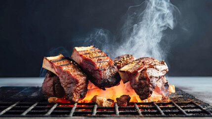 grilling meat on a white background