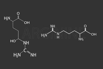 Arginine molecular skeletal chemical formula.