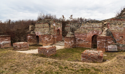 Remains of Gamzigrad (Felix Romuliana), UNESCO World Heritage Site near the city of Zajecar in east Serbia, ancient Roman complex of palaces